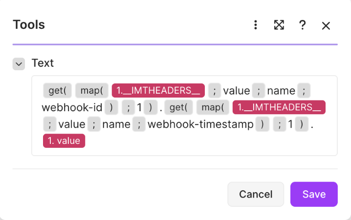 Compose a string with the signed text