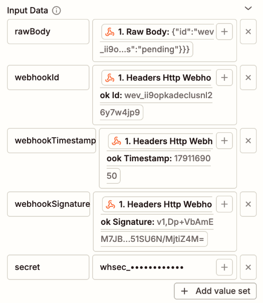 Code by Zapier input fields
